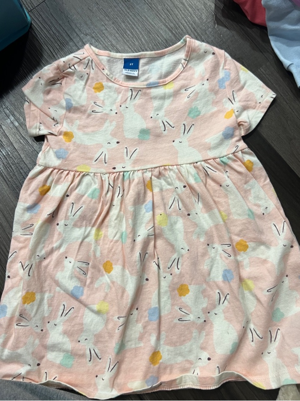 Old Navy Toddler Pink Bunny Print Dress with Short Sleeves Size 2T